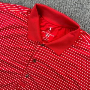 Fairway & Greene Mini Stripe Tech Polo Golf Shirt Men's XL Red White Stripe USA